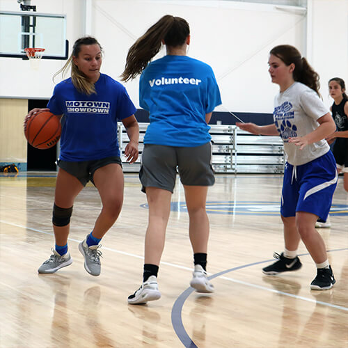 Girls playing basketball