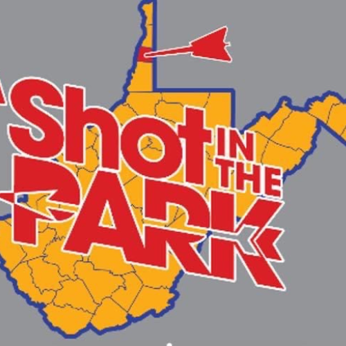 Shot in the Park logo. The state of West Virginia with an arrow in the Ohio County location.